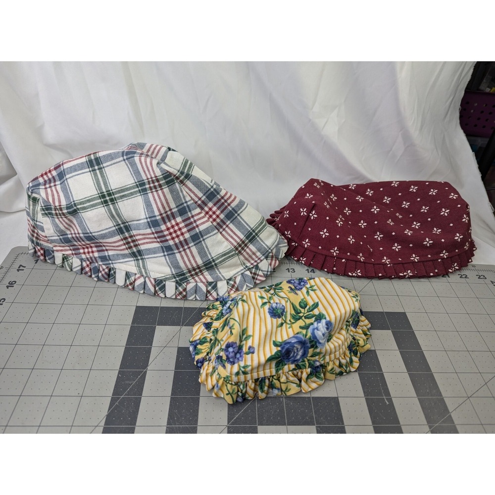 Longaberger‎ Fabric Basket Liner Lot of 3 Market Plaid Red Blue Flower Trellis